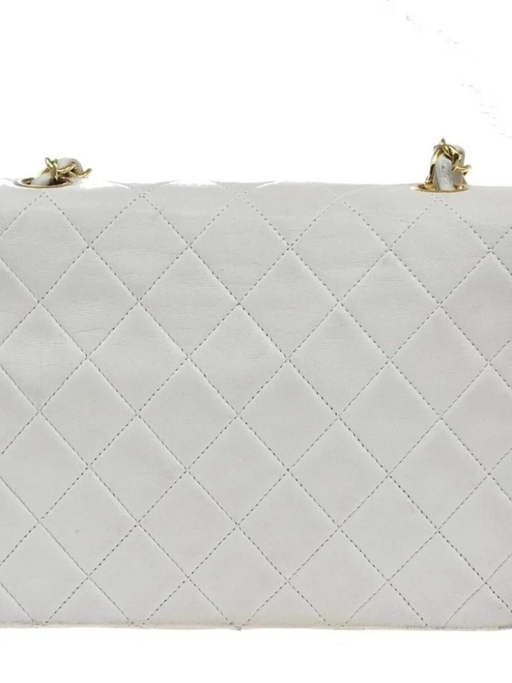 CHANEL CC Mini Matelasse Chain Shoulder Bag Leather White GHW Vintage